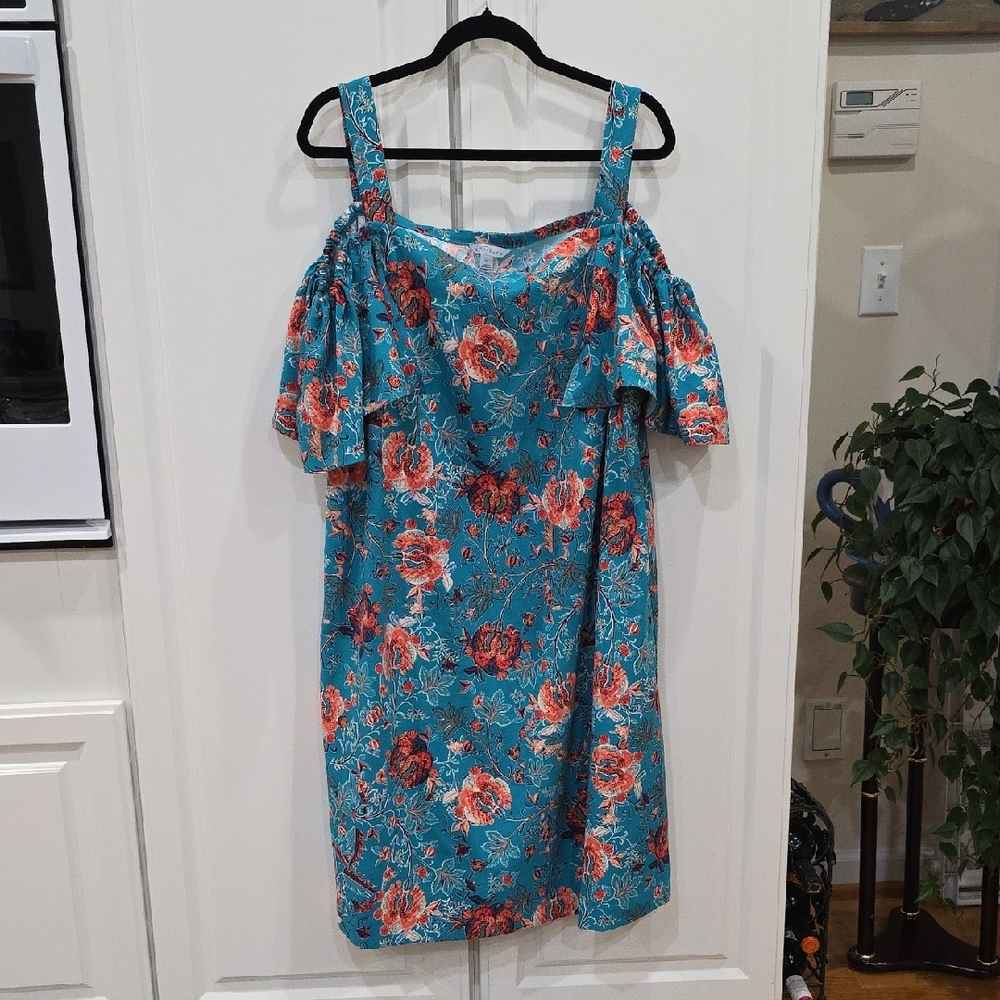 Trendy Boutique Teal Floral Midi Dress